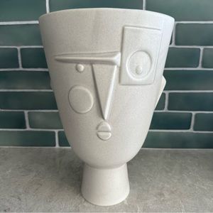 Jonathan Adler Large Cubist Face Metropolis Porcelain w/Sheer Stone Glaze Vase